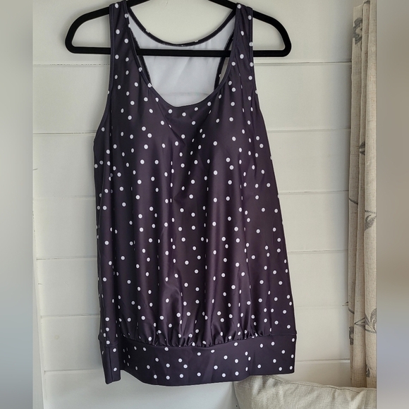 Bloomchick Polkadot Sleeveless Tankini Bathingsuit Top - Picture 3 of 11